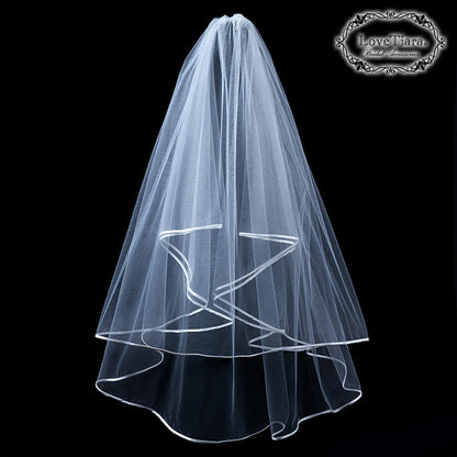 ミディアムベール【サテンパイピング】 【結婚式 ベール】（VSM-03）