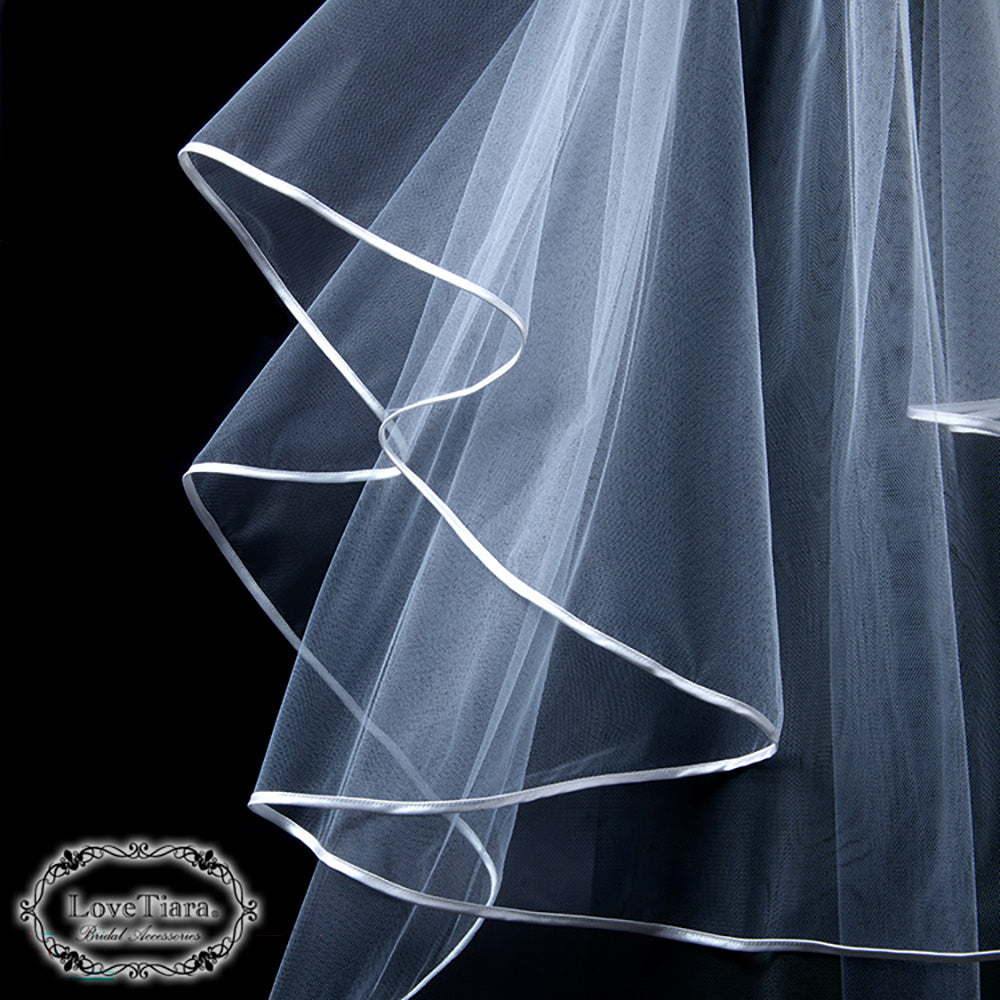 ミディアムベール【サテンパイピング】 【結婚式 ベール】（VSM-03）