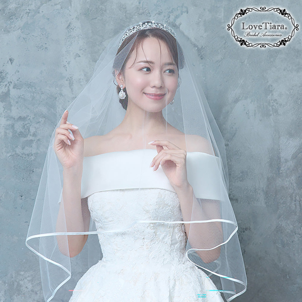 ミディアムベール【サテンパイピング】 【結婚式 ベール】（VSM-03）