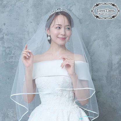 ミディアムベール【サテンパイピング】 【結婚式 ベール】（VSM-03）