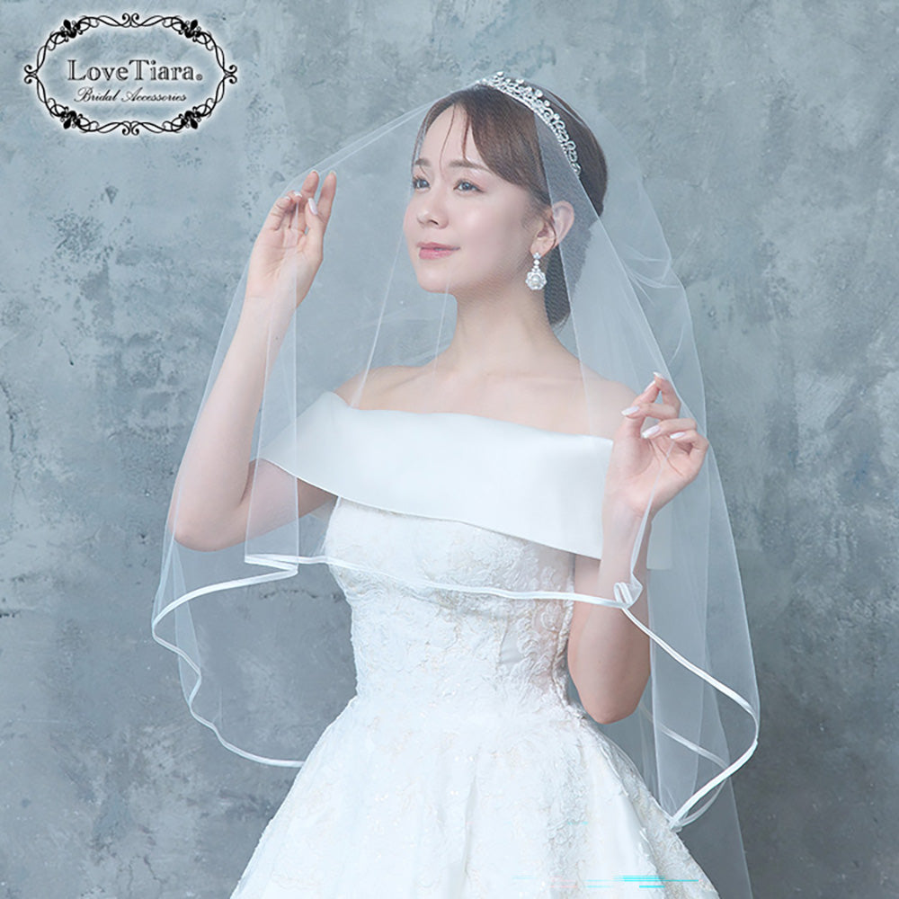 ミディアムベール【サテンパイピング】 【結婚式 ベール】（VSM-03）