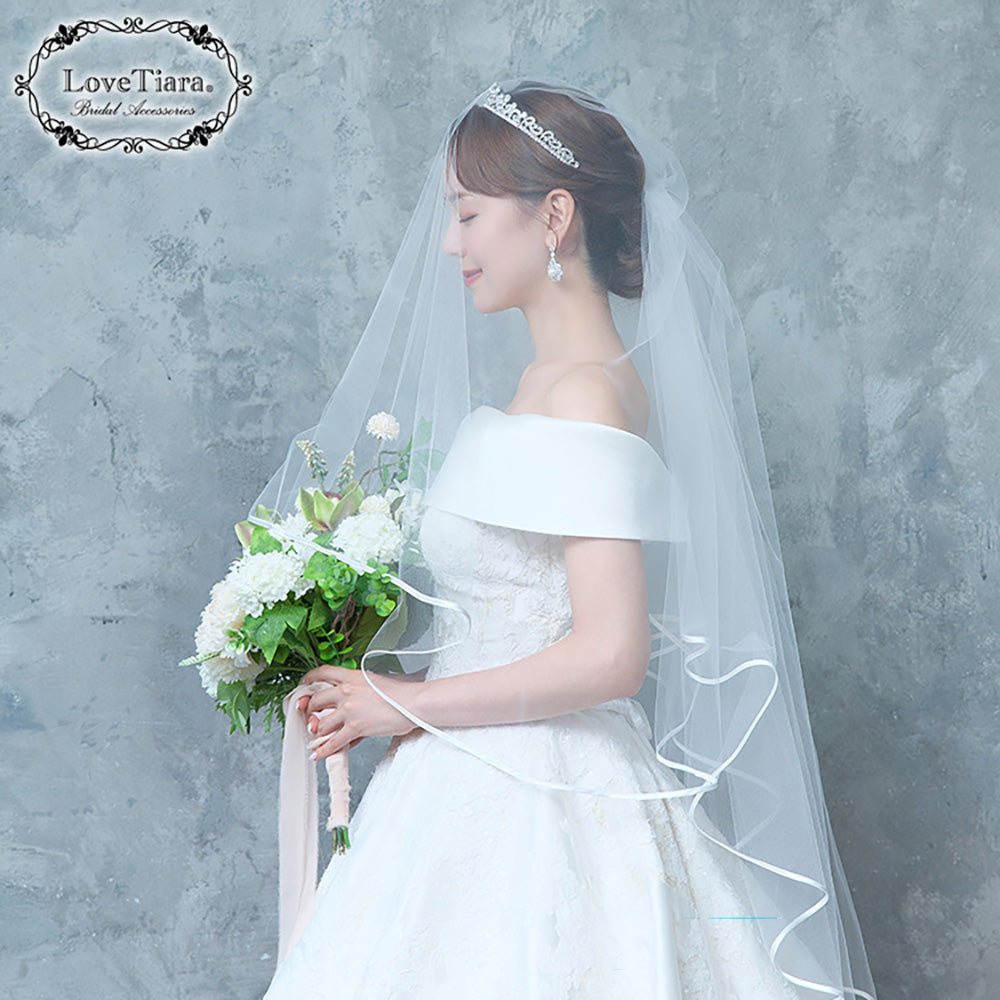 ミディアムベール【サテンパイピング】 【結婚式 ベール】（VSM-03）