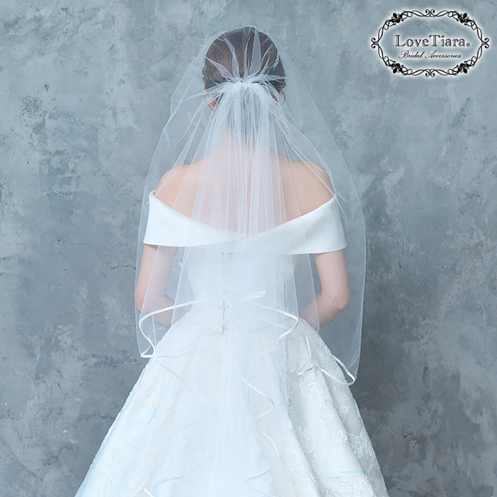 ミディアムベール【サテンパイピング】 【結婚式 ベール】（VSM-03）