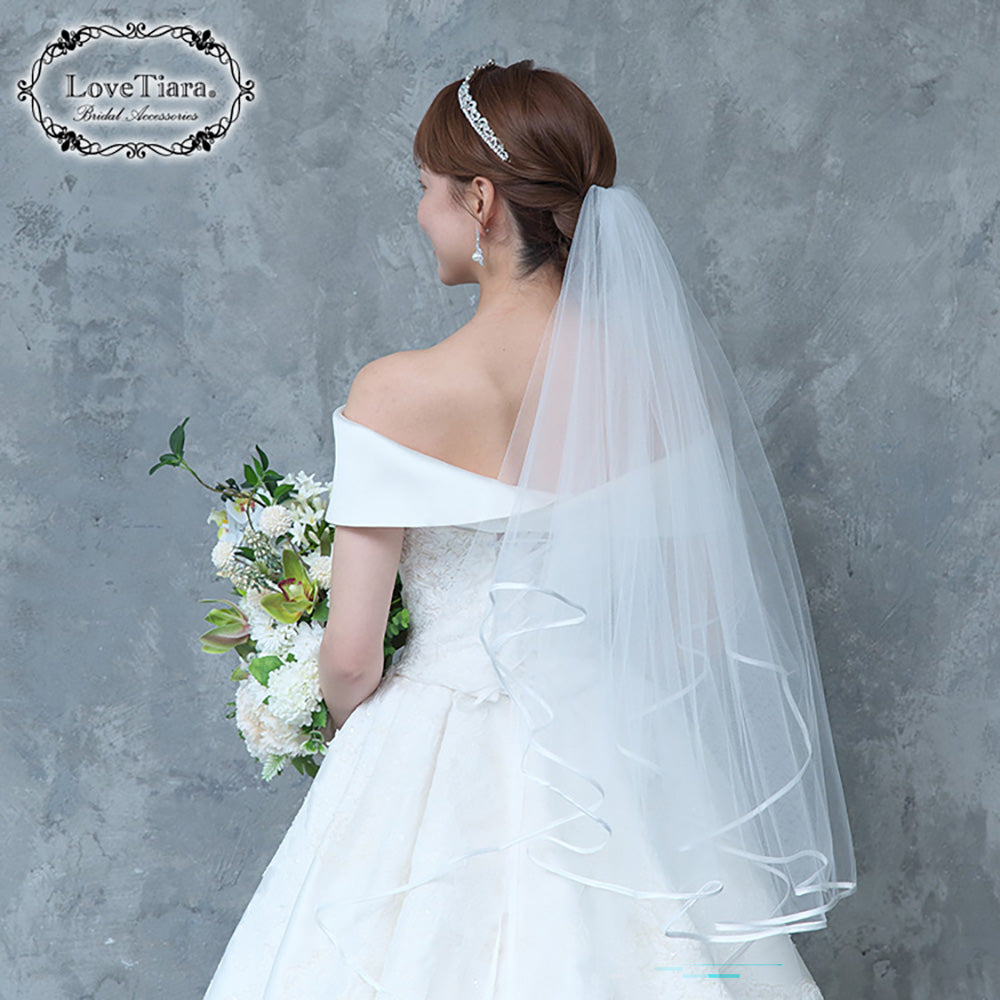 ミディアムベール【サテンパイピング】 【結婚式 ベール】（VSM-03）