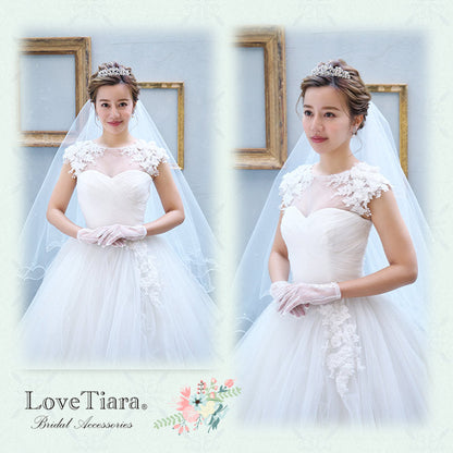 ミディアムベール【メロウパール&ビーズ】 【結婚式 ベール】（VSM-16）