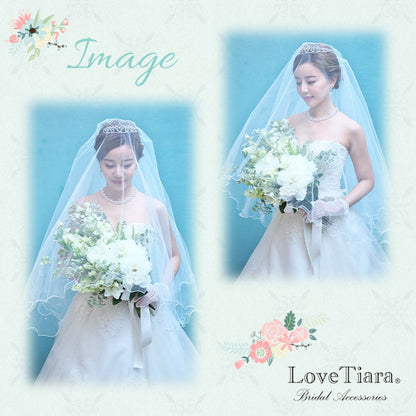 ミディアムベール【メロウパール&ビーズ】 【結婚式 ベール】（VSM-16）