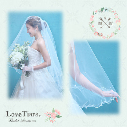 ミディアムベール【メロウパール&ビーズ】 【結婚式 ベール】（VSM-16）