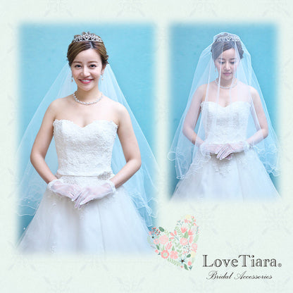 ミディアムベール【メロウパール&ビーズ】 【結婚式 ベール】（VSM-16）