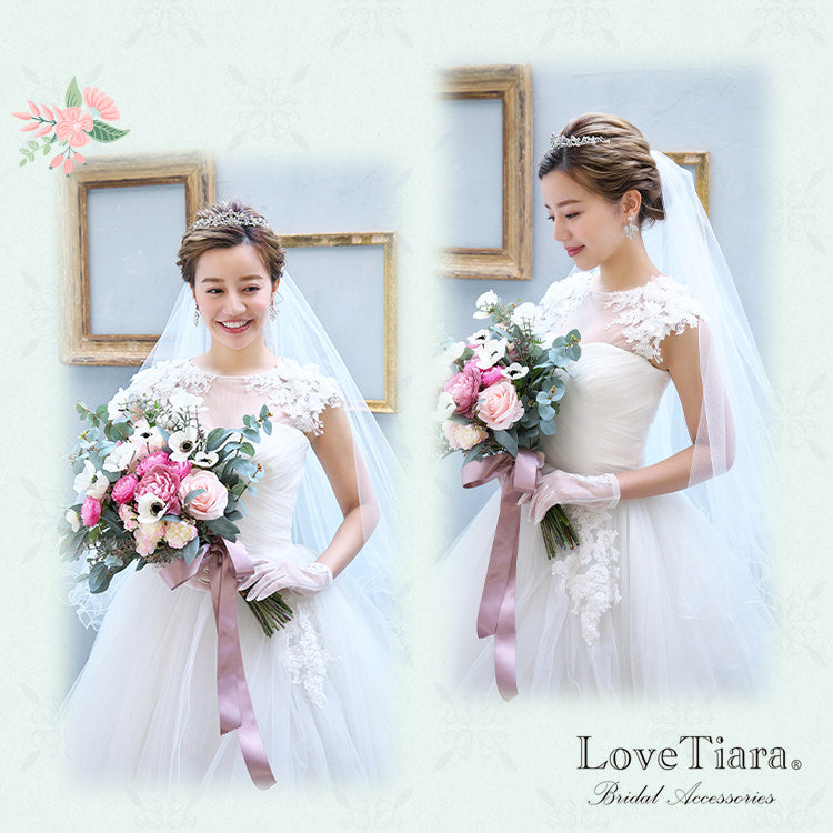 ミディアムベール【メロウビーズ】 【結婚式 ベール】（VSM-17）