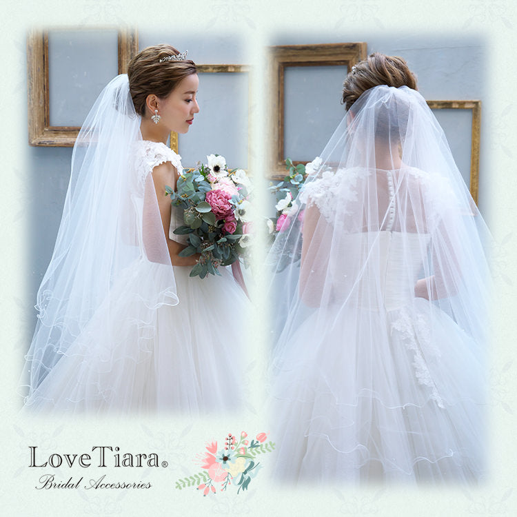 ミディアムベール【メロウビーズ】 【結婚式 ベール】（VSM-17）