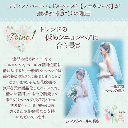 ミディアムベール【メロウビーズ】 【結婚式 ベール】（VSM-17）