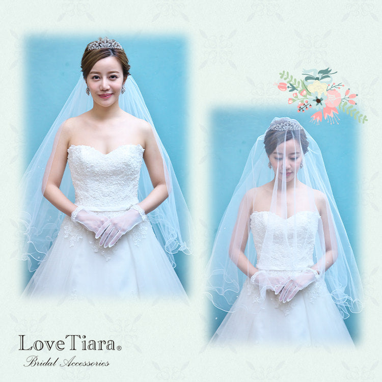 ミディアムベール【メロウビーズ】 【結婚式 ベール】（VSM-17）