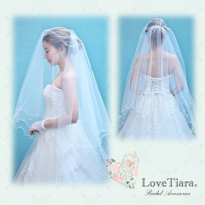 ミディアムベール【メロウビーズ】 【結婚式 ベール】（VSM-17）