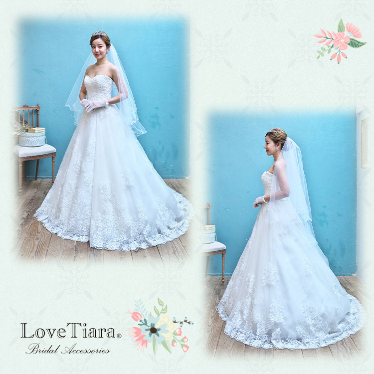 ミディアムベール【メロウビーズ】 【結婚式 ベール】（VSM-17）