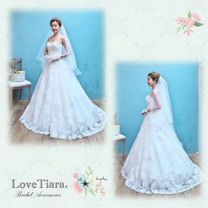 ミディアムベール【メロウビーズ】 【結婚式 ベール】（VSM-17）