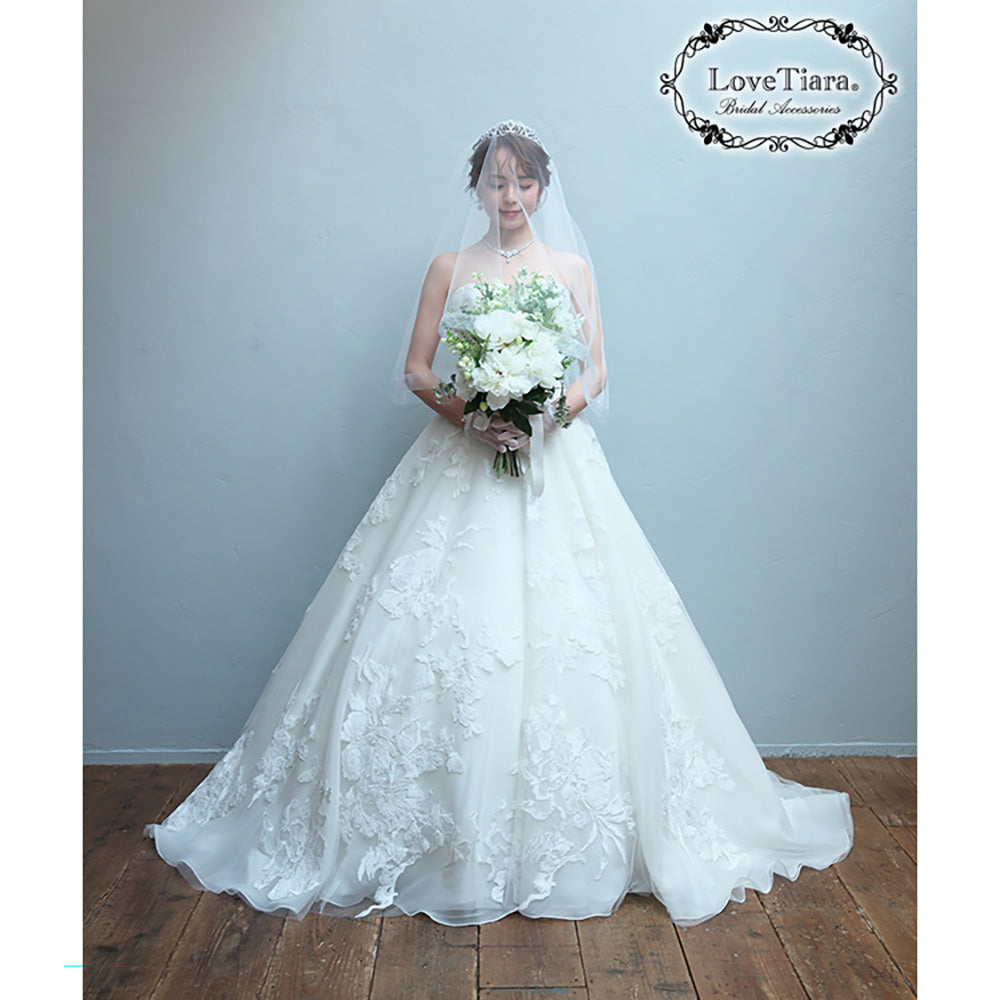 ミディアムベール【オーガンジーパイピング】【結婚式 ベール】（VSM-18）