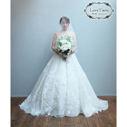 ミディアムベール【オーガンジーパイピング】【結婚式 ベール】（VSM-18）