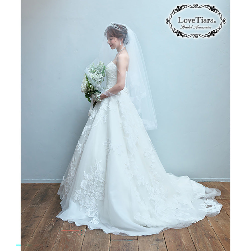 ミディアムベール【オーガンジーパイピング】【結婚式 ベール】（VSM-18）