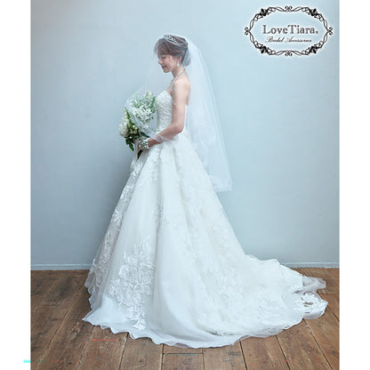 ミディアムベール【オーガンジーパイピング】【結婚式 ベール】（VSM-18）