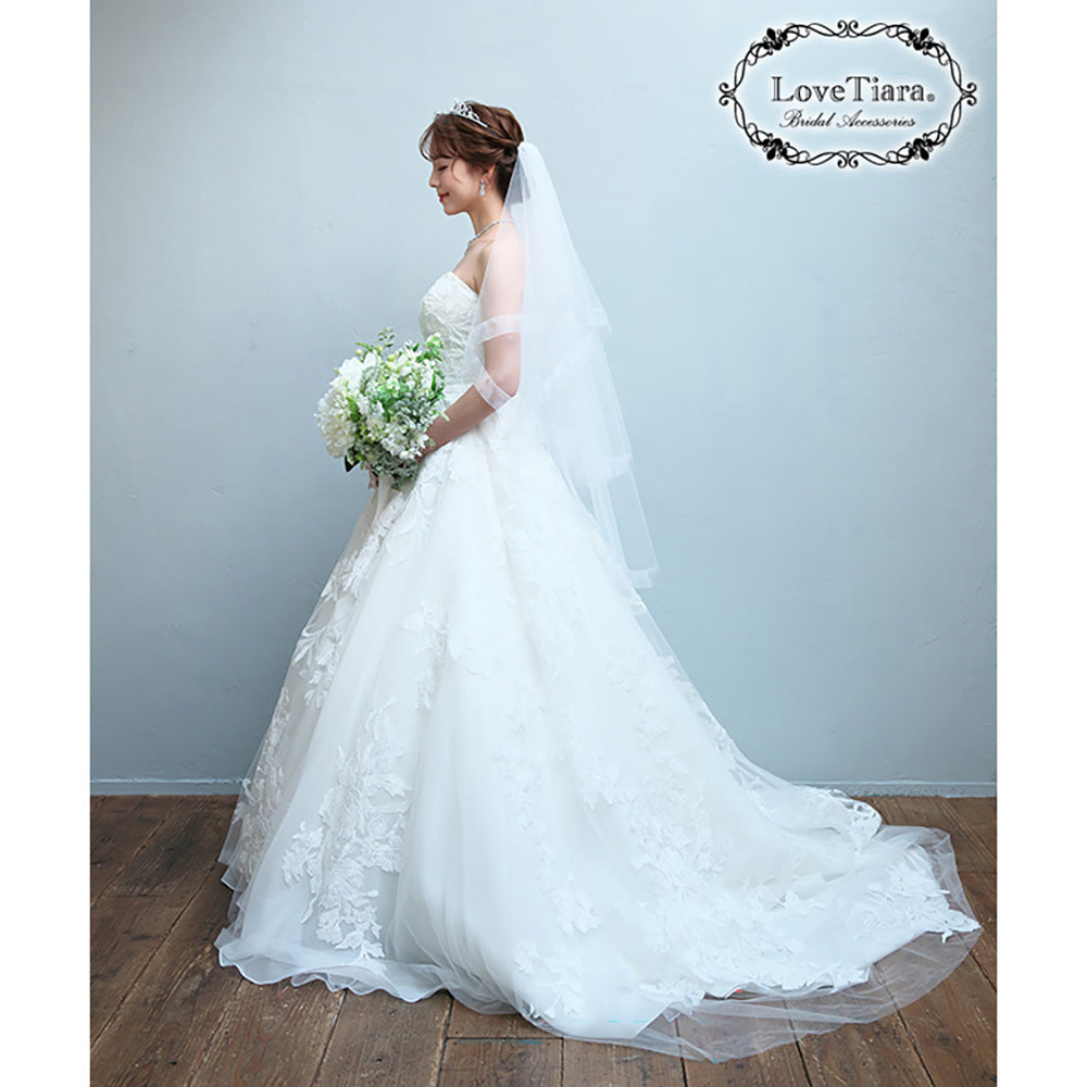 ミディアムベール【オーガンジーパイピング】【結婚式 ベール】（VSM-18）