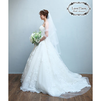 ミディアムベール【オーガンジーパイピング】【結婚式 ベール】（VSM-18）