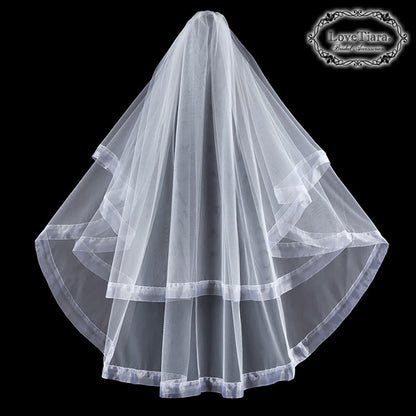 ミディアムベール【オーガンジーパイピング】【結婚式 ベール】（VSM-18）