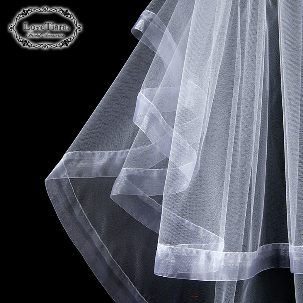 ミディアムベール【オーガンジーパイピング】【結婚式 ベール】（VSM-18）