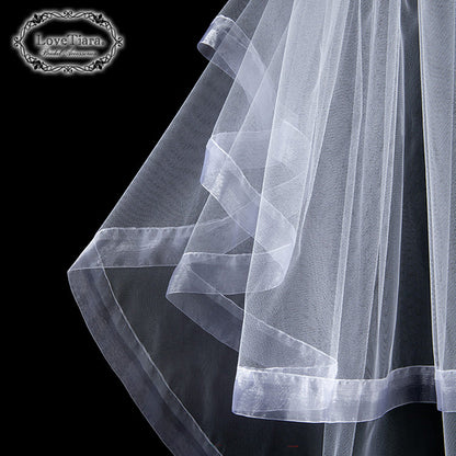 ミディアムベール【オーガンジーパイピング】【結婚式 ベール】（VSM-18）