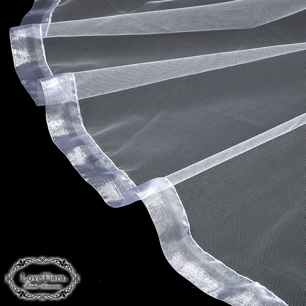 ミディアムベール【オーガンジーパイピング】【結婚式 ベール】（VSM-18）