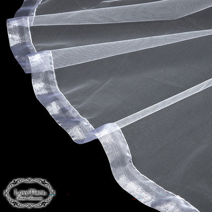 ミディアムベール【オーガンジーパイピング】【結婚式 ベール】（VSM-18）