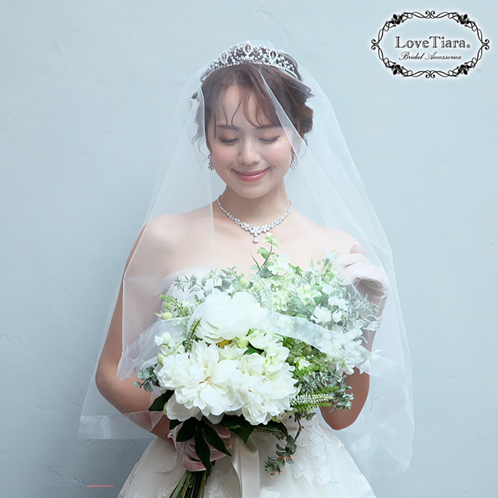 ミディアムベール【オーガンジーパイピング】【結婚式 ベール】（VSM-18）