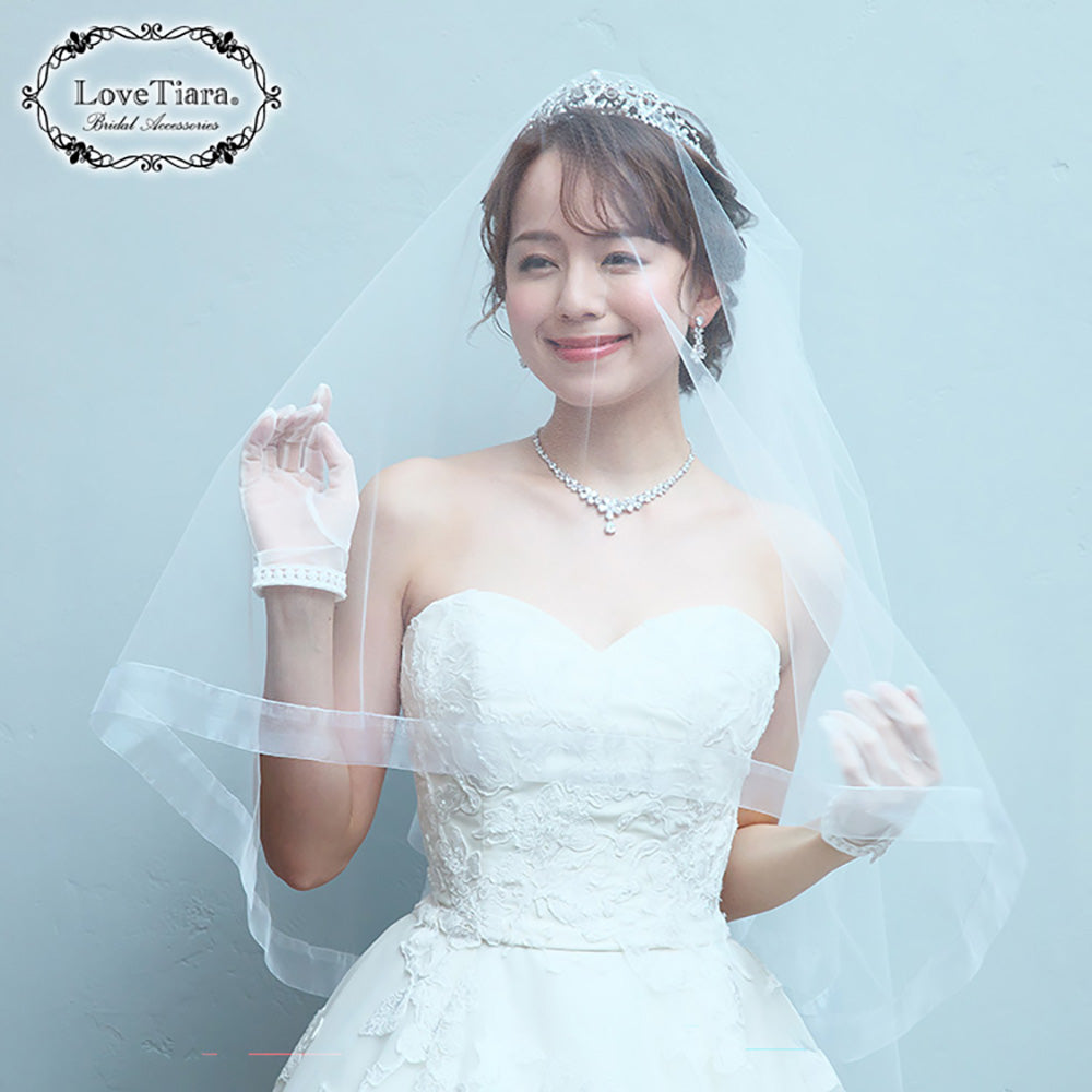 ミディアムベール【オーガンジーパイピング】【結婚式 ベール】（VSM-18）