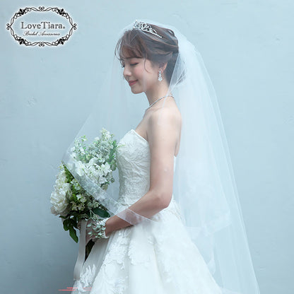 ミディアムベール【オーガンジーパイピング】【結婚式 ベール】（VSM-18）