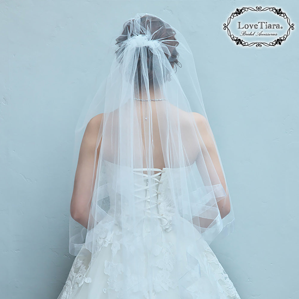 ミディアムベール【オーガンジーパイピング】【結婚式 ベール】（VSM-18）