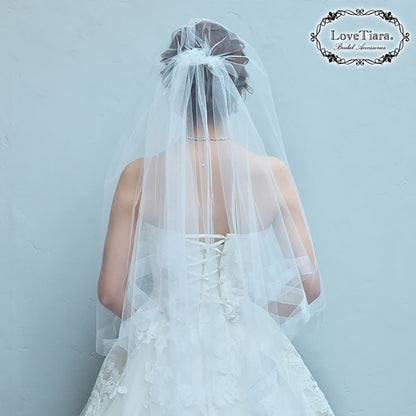 ミディアムベール【オーガンジーパイピング】【結婚式 ベール】（VSM-18）