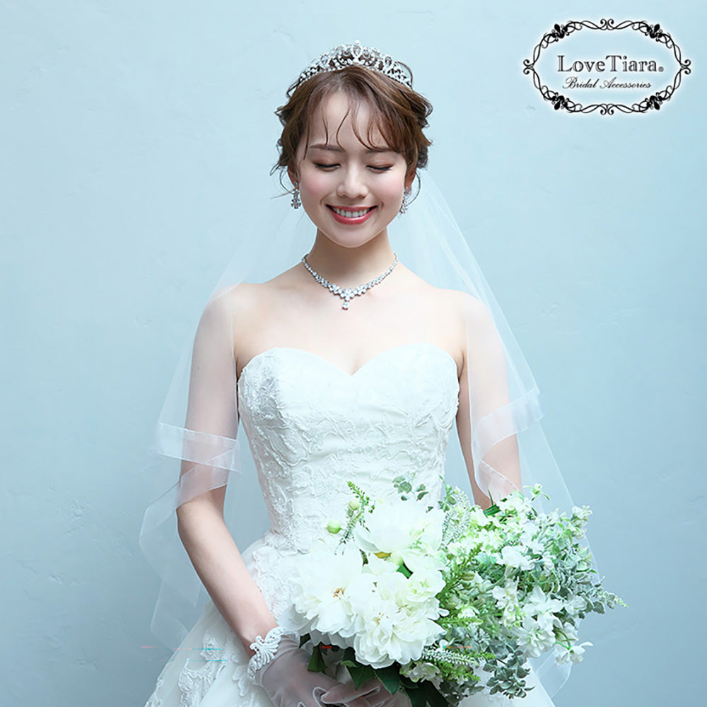 ミディアムベール【オーガンジーパイピング】【結婚式 ベール】（VSM-18）