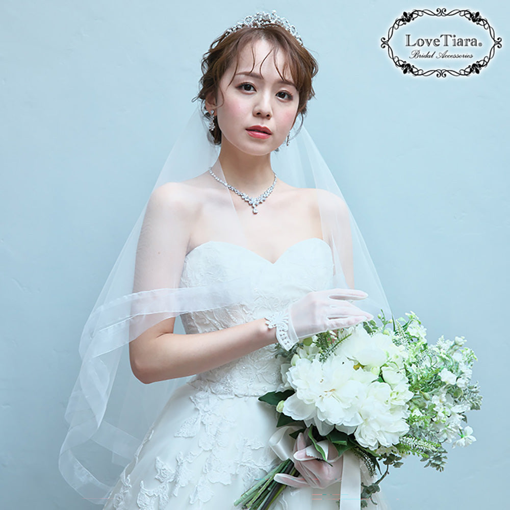 ミディアムベール【オーガンジーパイピング】【結婚式 ベール】（VSM-18）