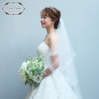 ミディアムベール【オーガンジーパイピング】【結婚式 ベール】（VSM-18）