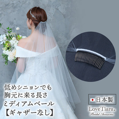 ミディアムベール(ギャザーなし)(ミドルヴェール)【結婚式 ベール】（VSMF-01_）