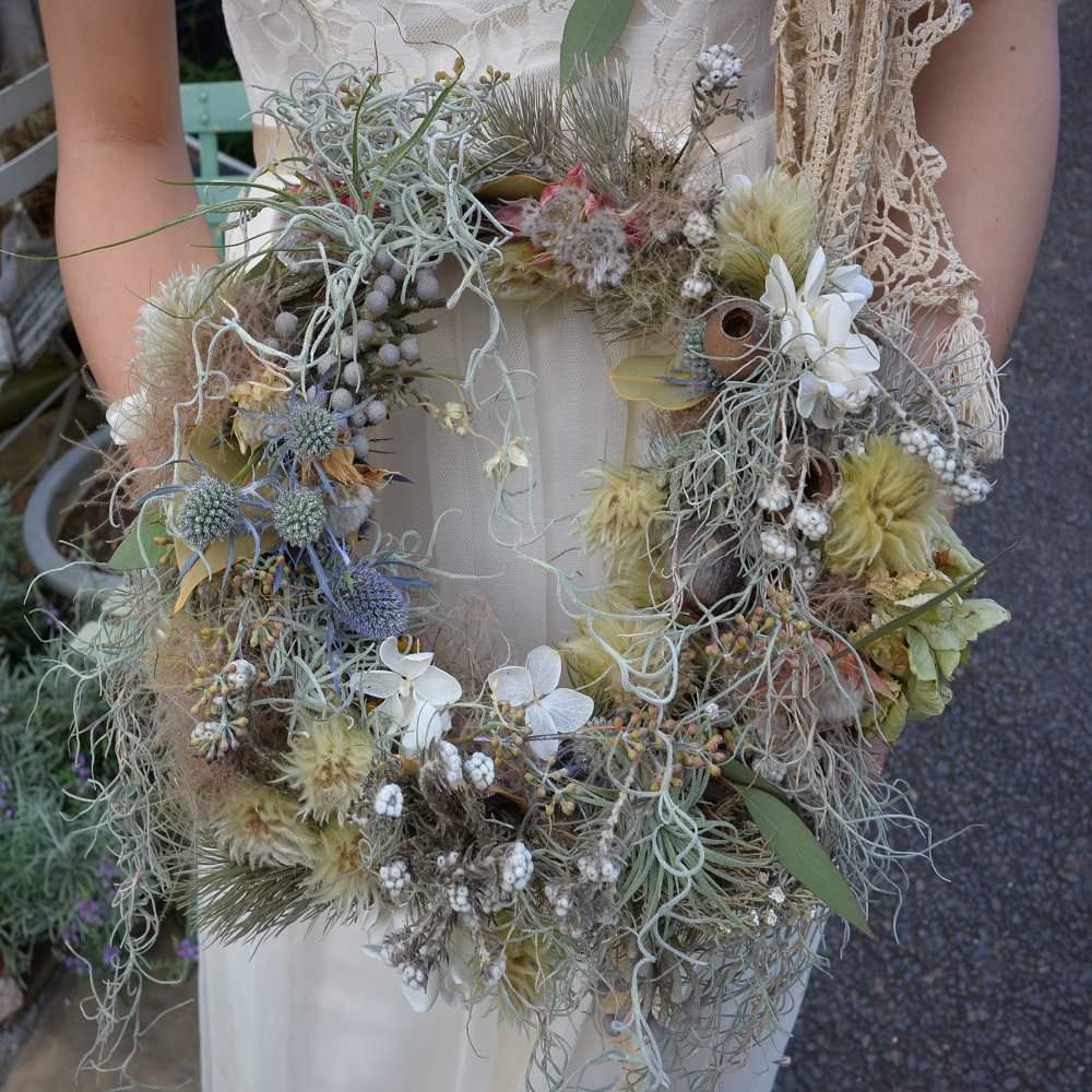 【生花・ドライフラワー】ネイティブフラワー リースブーケ 【結婚式 フラワー ブーケ ブートニア】