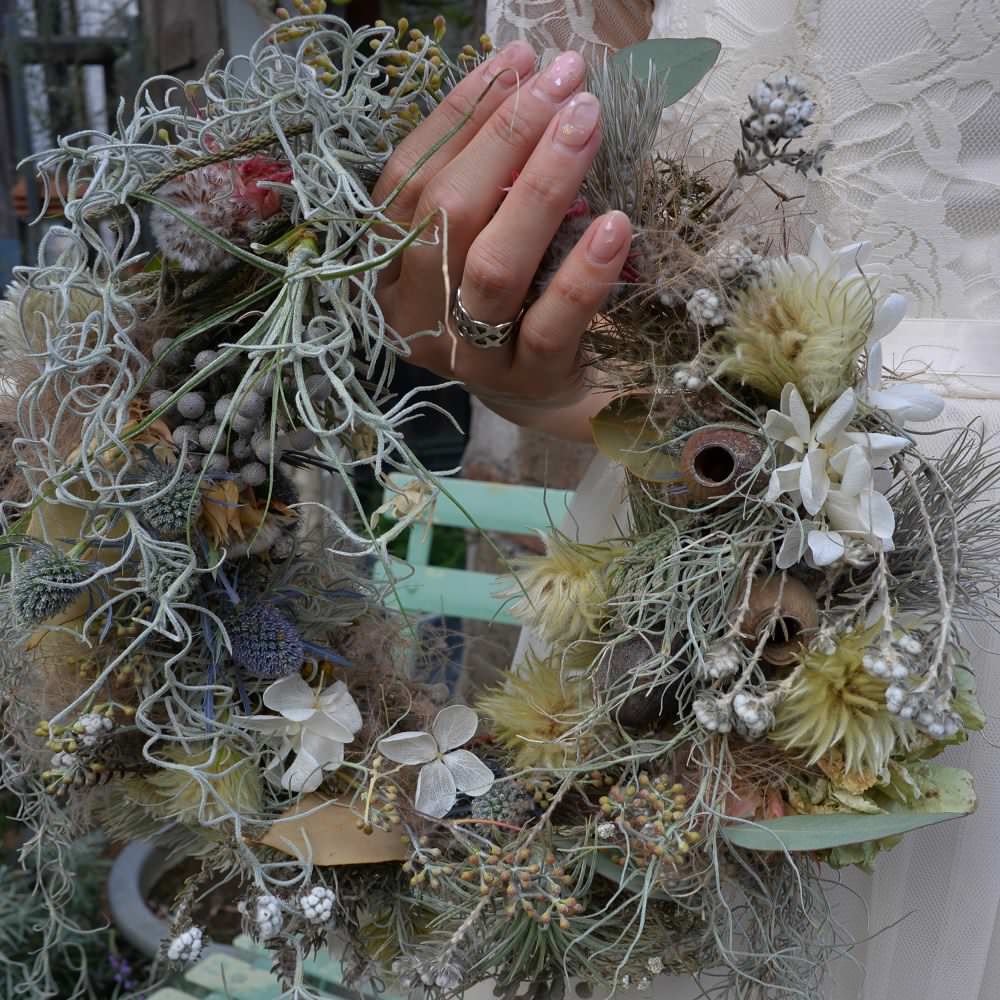 【生花・ドライフラワー】ネイティブフラワー リースブーケ 【結婚式 フラワー ブーケ ブートニア】