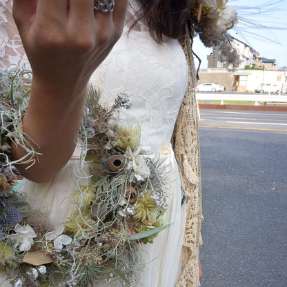 【生花・ドライフラワー】ネイティブフラワー リースブーケ 【結婚式 フラワー ブーケ ブートニア】