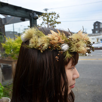 ドライフラワー花かんむり 【結婚式　ヘアアクセサリー】