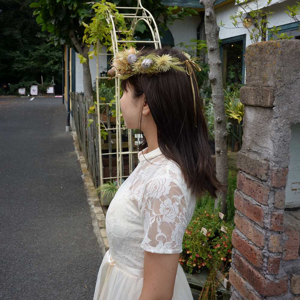 ドライフラワー花かんむり 【結婚式　ヘアアクセサリー】