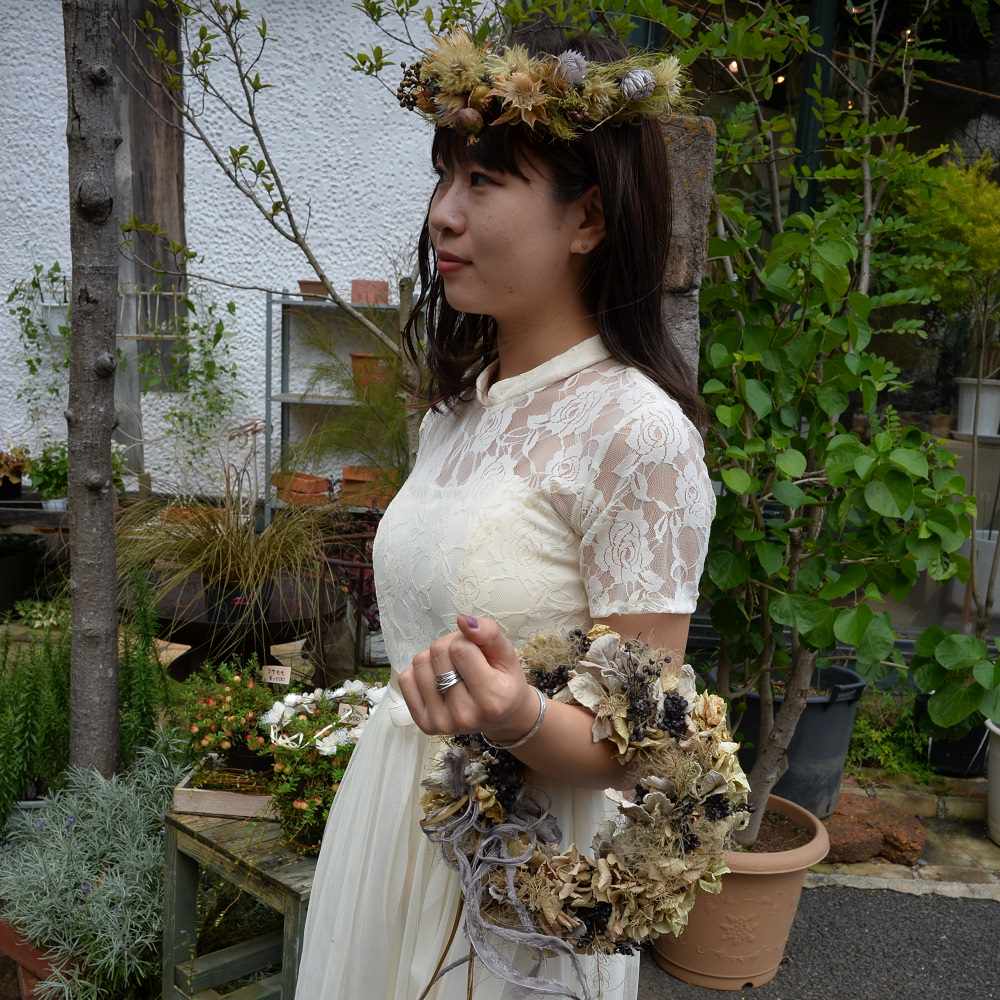 【ドライフラワー】リースブーケ 【結婚式 フラワー ドライフラワー ブーケ ブートニア】