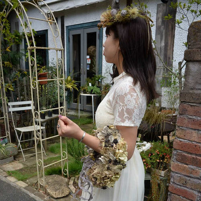 【ドライフラワー】リースブーケ　【結婚式　フラワー　ドライフラワー　ブーケ　ブートニア】