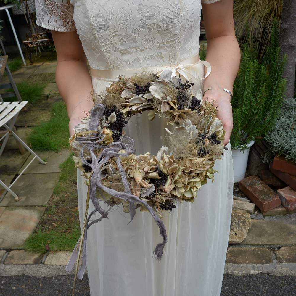 【ドライフラワー】リースブーケ 【結婚式 フラワー ドライフラワー ブーケ ブートニア】