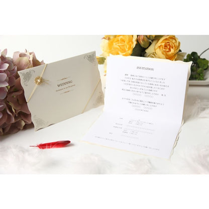 招待状セット ウェディングチャーム ホワイト フラワーチャーム【結婚式 ペーパー 招待状】