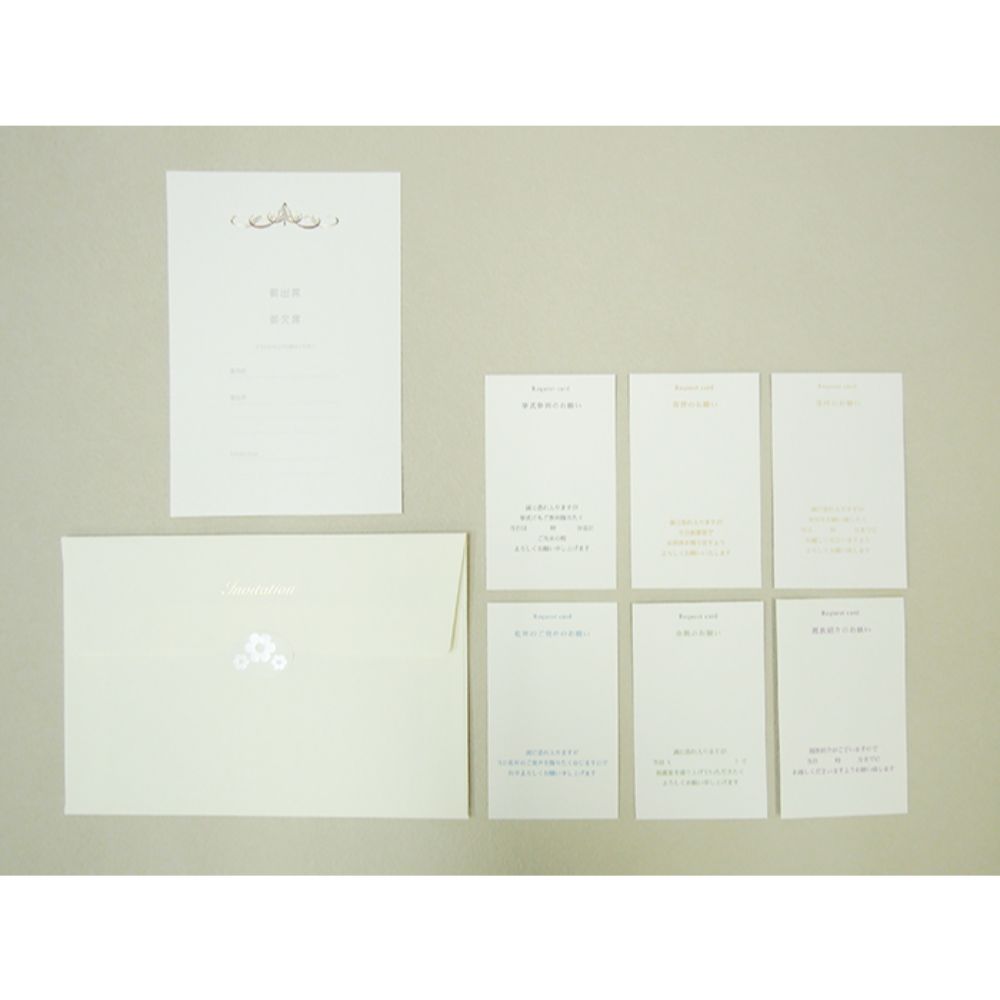 招待状セット ウェディングチャーム ホワイト フラワーチャーム【結婚式 ペーパー 招待状】