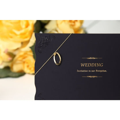 招待状セット ウェディングチャーム ネイビー フラワーチャーム【結婚式 ペーパー 招待状】